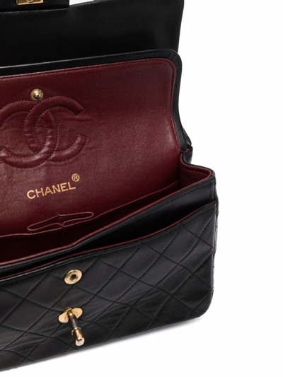 Pre-owned Chanel 1989-1991 Small Double Flap Shoulder Bag In Black