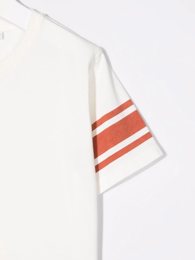 Shop Bonpoint Stripe-detail Organic Cotton T-shirt In White