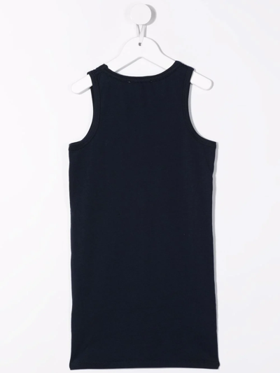 Michael Kors Logo Tape Cotton Tank Dress In Blue