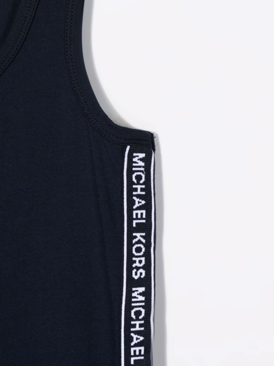 Michael Kors Logo Tape Cotton Tank Dress In Blue