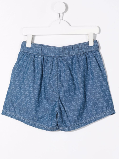 Shop Michael Kors All-over Logo-print Shorts In Blue