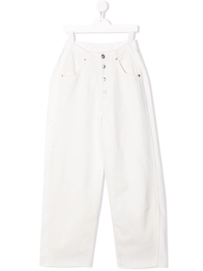 Shop Mm6 Maison Margiela Teen Straight-leg Denim Jeans In White