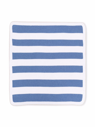 Shop La Stupenderia Striped Organic Cotton Blanket In Blue