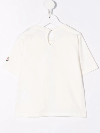 Shop Moncler Logo-print Cotton T-shirt In Neutrals