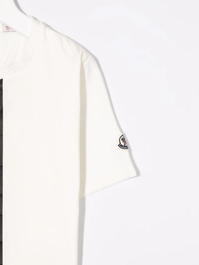 Shop Moncler Logo-print Cotton T-shirt In Neutrals