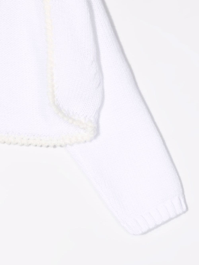 Shop La Stupenderia Cropped Cotton Cardigan In White