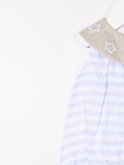 La Stupenderia Collared Stripe-print Bodysuit In Blue
