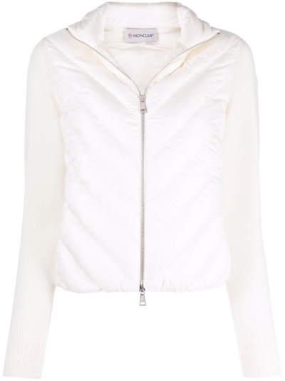 Shop Moncler Padded Wool Cardigan In White