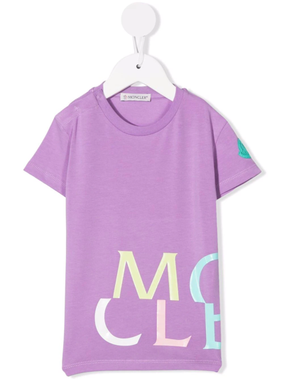 Shop Moncler Logo-print Cotton T-shirt In Purple