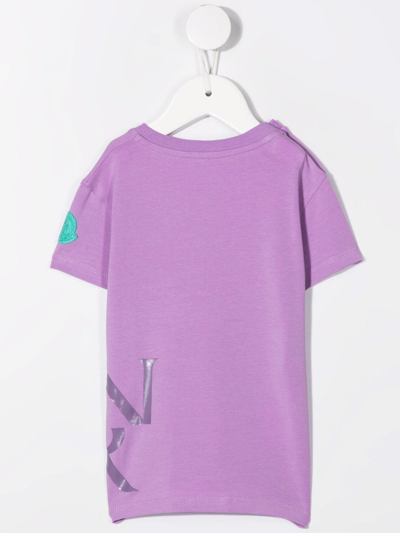 Shop Moncler Logo-print Cotton T-shirt In Purple