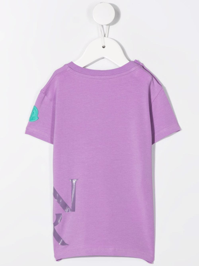 Moncler Logo-print Cotton T-shirt In Purple