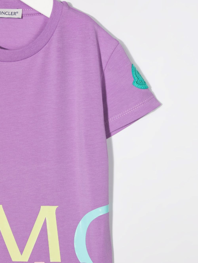 Moncler Logo-print Cotton T-shirt In Purple