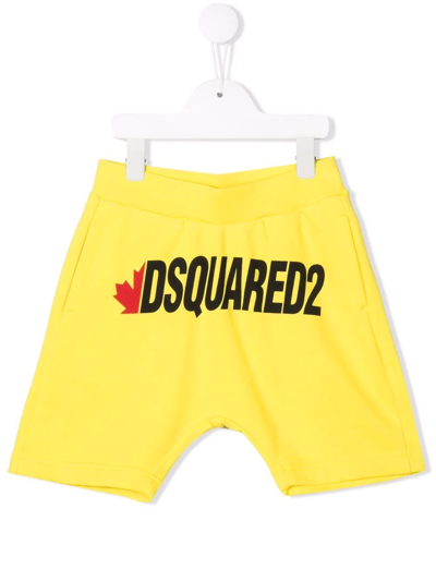 Shop Dsquared2 Logo-print Jogger Shorts In Yellow