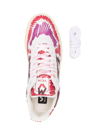 Shop Marni X Veja Scribble-print Sneakers In White