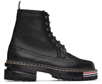Thom Browne Black Longwing Hiking Sole Stripe Lace-up Boots | ModeSens