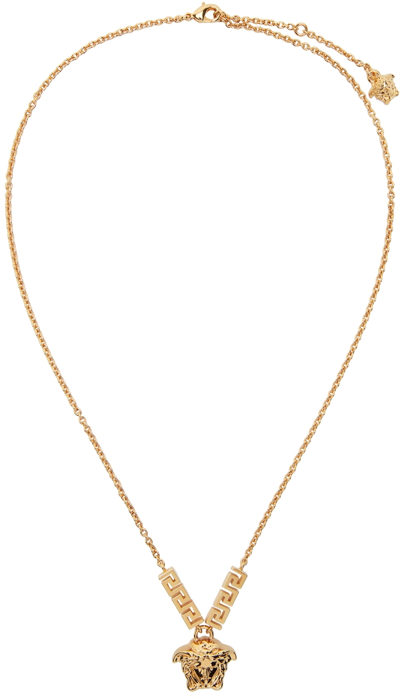 Shop Versace Gold Medusa Greca Necklace In 3j000  Gold