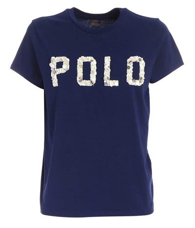 Polo Ralph Lauren Shell-logo Cotton T-shirt In Blue