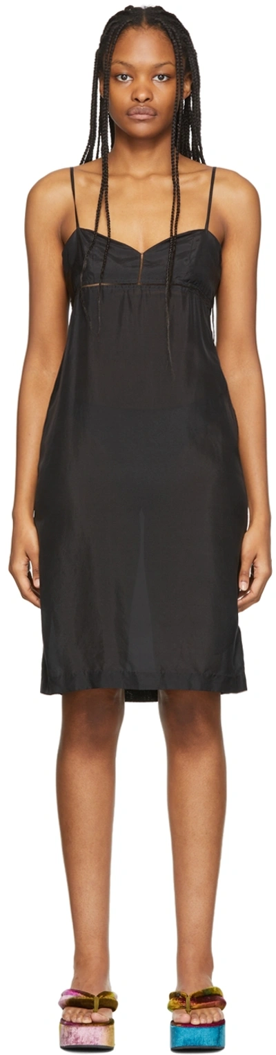 Shop Dries Van Noten Black Silk Dress In 900 Black