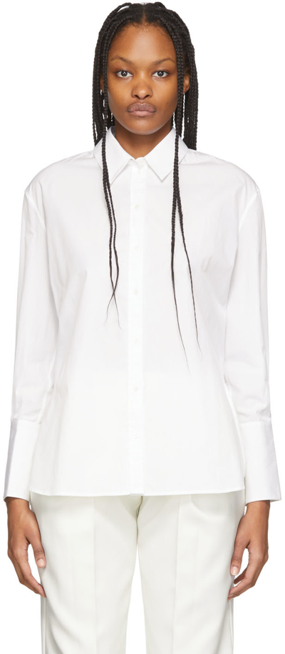Shop Alexander Mcqueen White Poplin Shirt In 9000 Opticalwhite