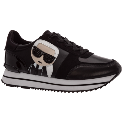 Shop Karl Lagerfeld Women's Shoes Leather Trainers Sneakers  K/iconik Velocita Ii Meteor In Black