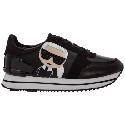 Shop Karl Lagerfeld Women's Shoes Leather Trainers Sneakers  K/iconik Velocita Ii Meteor In Black