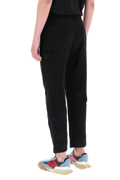 Shop Stussy Cotton Canvas Trousers In Black