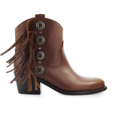 Shop Via Roma 15 Malibù Vintage Brown Texan Ankle Boot In Leder