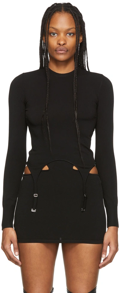 Shop Dion Lee Black Garter Long Sleeve T-shirt