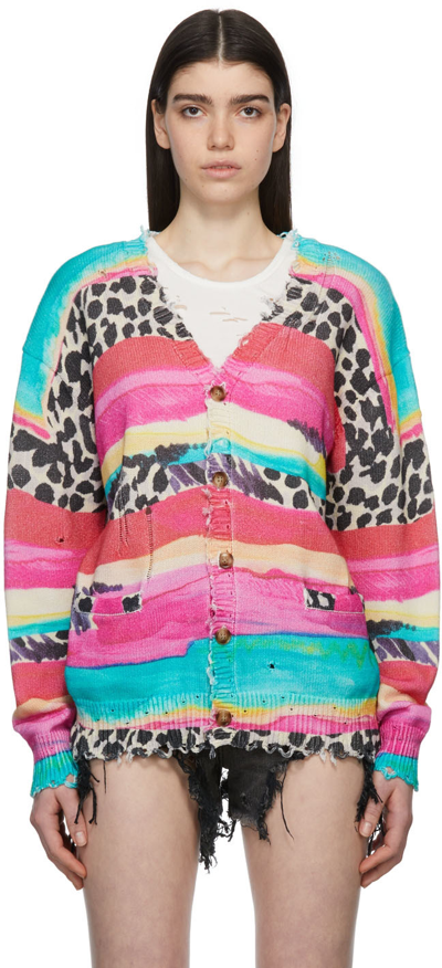 Shop R13 Multicolor Striped Distressed Edge Cardigan In Y038b Multistripe