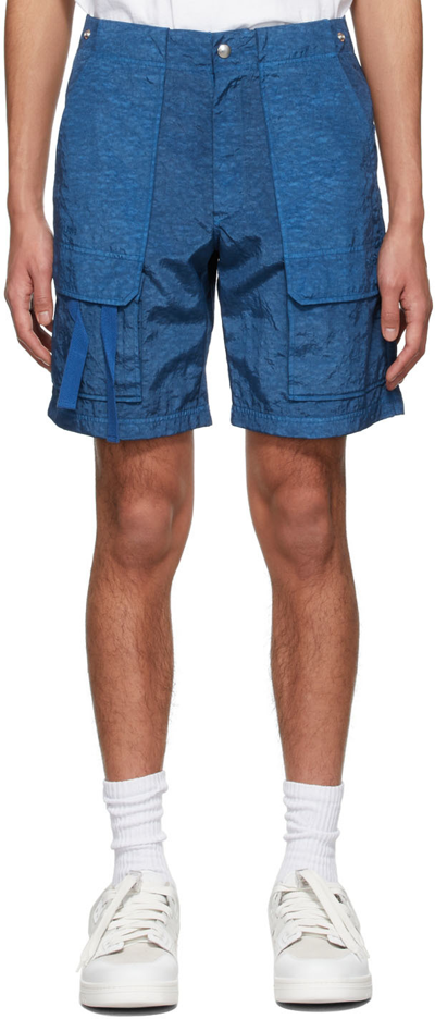 Shop Helmut Lang Blue Military Shorts In Cerulean
