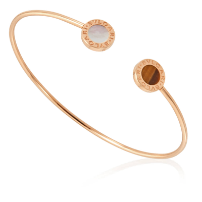 Shop Bvlgari Ladies 18k Rose Gold And Mother Of Pearl Open Cuff Bracelet