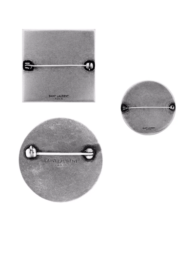 Shop Saint Laurent Optical-brooch-set In Silver