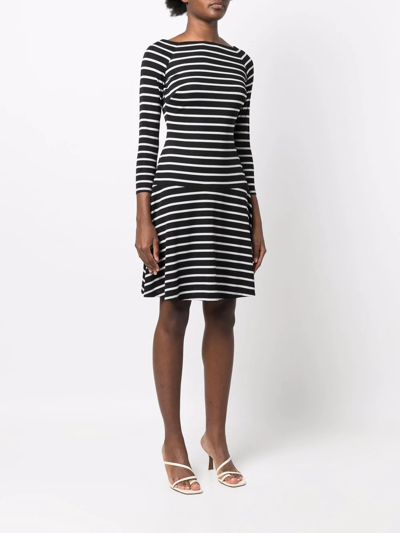 Shop Lauren Ralph Lauren Stripe-print Mini Dress In Black
