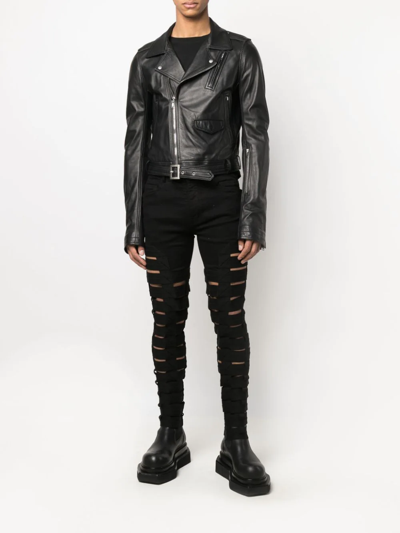 Shop Rick Owens Spartan Cut-out Skinny Jeans In Black