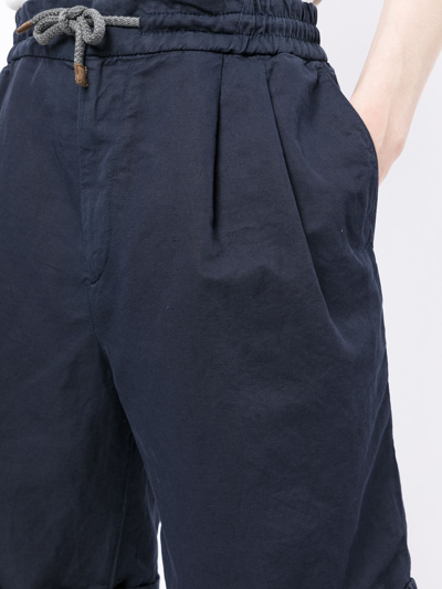 Shop Brunello Cucinelli Drawstring Chino Shorts In Blue
