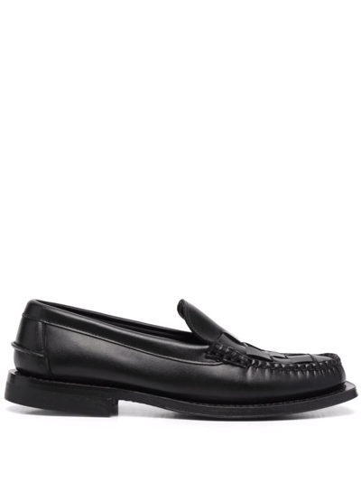 Shop Hereu Nonbela Woven-leather Loafers In Black
