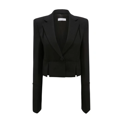 Shop Jw Anderson Cropped Slit Detail Tailored Sb Jacket In Black