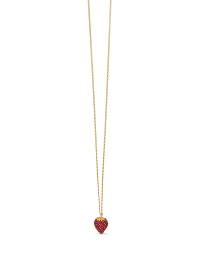 Shop Saint Laurent Cherry-pendant Necklace In Gold