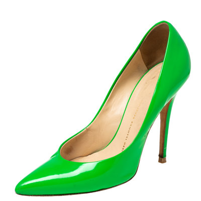 Pre-owned Giuseppe Zanotti Green Patent Leather Pointed Toe Pumps Size 39