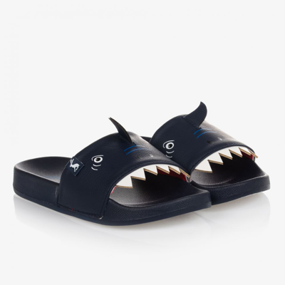 Shop Joules Boys Navy Blue Shark Sliders