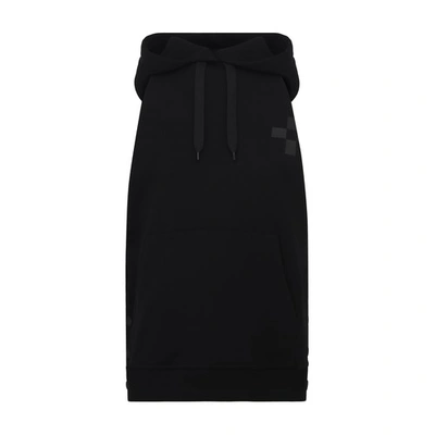 Shop Burberry Logo Graphic Sleeveless Cotton Hoodie In Black