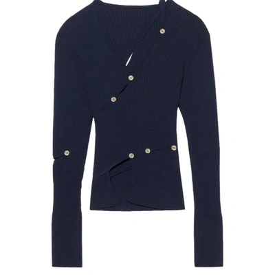 Shop Jacquemus Tordu Cardigan In Navy