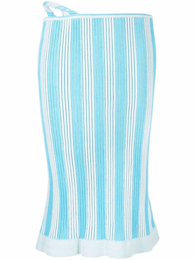 Shop Jacquemus Striped Skirt In Blue