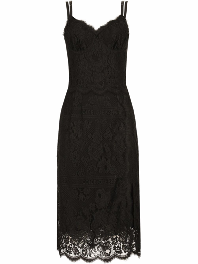 Shop Dolce & Gabbana Lace Dress In Black