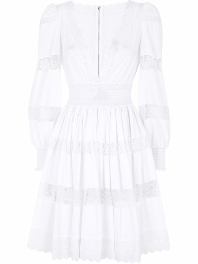 Shop Dolce & Gabbana Long Sleeved Dress In White