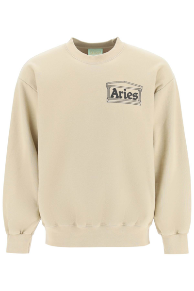 Shop Aries Premium Temple Sweatshirt In Beige