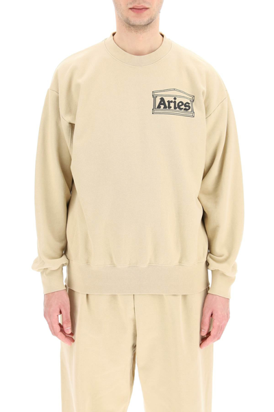 Shop Aries Premium Temple Sweatshirt In Beige