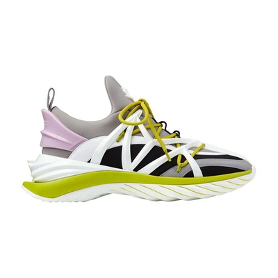 Shop Jimmy Choo Cosmos Sneakers In V Marl Grey Lime Mix