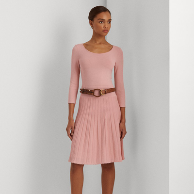 Lauren Ralph Lauren Three-quarter-sleeve Jersey Dress In Pale Pink |  ModeSens