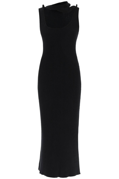 Shop Y/project Y Project Three Collar Long Dress In Black